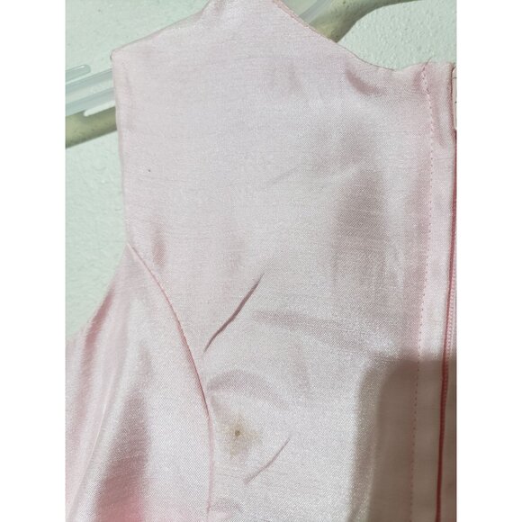 George pink and white polka dot side belt with a bow, formal dress, size 4 - Picture 5 of 7